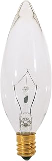 Satco A3620 130V Torpedo Candelabra Base 15-Watt B9.5 Light Bulb, Clear