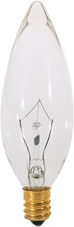 Satco S3230 120V Torpedo Candelabra Base 15-Watt B9.5 Light Bulb, Clear
