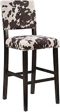 Furnifact Brown Pine and Hardwood Bar Stool with Microfiber Seat, Modern Design, Sturdy Construction, Comfortable Seating, Ideal for Home or Commercial Bar Areas