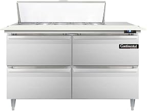 DL48-10C-D Designer Line Sandwich Unit, 48" W, With 10 Pan Top Openings, 19" Cutting Board & Four Drawers