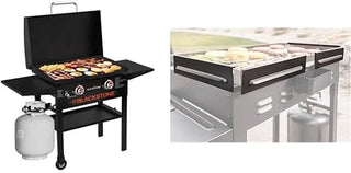 BLACKSTONE 1883 Gas Hood & Side Shelves Heavy Duty Flat Top Griddle Grill Station for Kitchen, & 5016 Guards for 28" Griddle Front and Rear Grease Model Premium Grill Accessories Heavy
