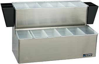 San Jamar Ez-Chill Garnish Center Condiment Holder with Hinged Lid for Kitchen, Bar, And Restaurants, Stainless Steel, 12 Pint, Silver