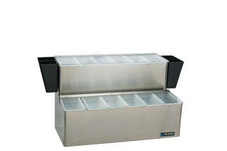 Ez-Chill Garnish Center Condiment Holder with Hinged Lid for Kitchen by San Jamar – 12.0 pints, Stainless Steel, Silver, Model B6766L