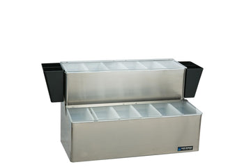 Ez-Chill Garnish Center Condiment Holder with Hinged Lid for Kitchen by San Jamar – 12.0 pints, Stainless Steel, Silver, Model B6766L