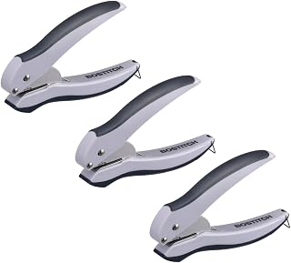 Bostitch Office EZ Squeeze One-Hole Punch, 10 Sheet Capacity, Lightweight, Gray/Blue, Pack of 3