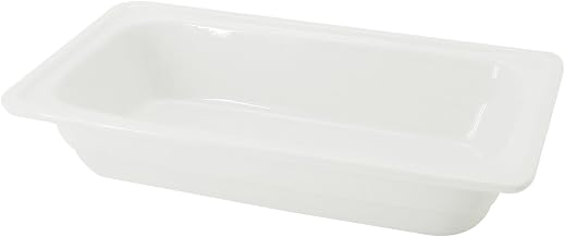 CAC China Food Pans Bright White Porcelain 1/3 GN Pan, 12-3/4 by 6-7/8 by 2-1/2-Inch, 12-Pack