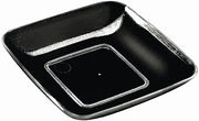 Black Polystyrene Disposable Mini Square Dish - 2 1/2" Sq, 200 per Case