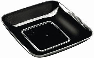 Black Polystyrene Disposable Mini Square Dish - 2 1/2" Sq, 200 per Case