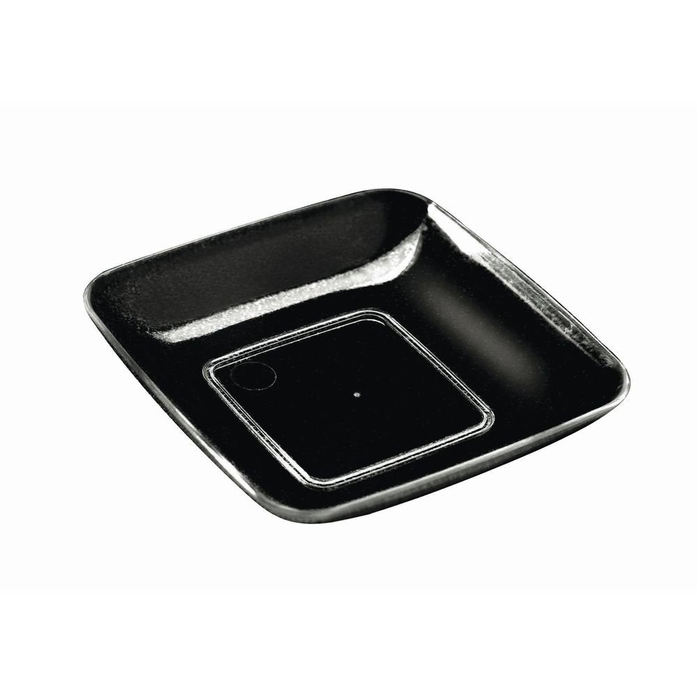Black Polystyrene Disposable Mini Square Dish - 2 1/2" Sq by SABERT CORPORATION – Small, Plastic, Black, Pack of 200, Model MMS200B