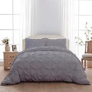 Silver King (106'' x 90'') Size Pinch Pleated Comforter Set 100% Cotton Comforters 500 GSM Fill 3 Pcs Bedding Set - 1 Comforter & 2 Pillowcases