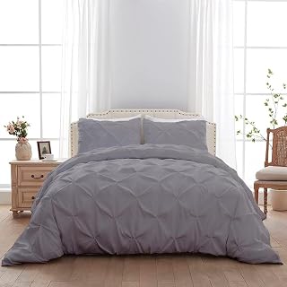 Silver King (106'' x 90'') Size Pinch Pleated Comforter Set 100% Cotton Comforters 500 GSM Fill 5 Pcs Bedding Set - 1 Comforter & 4 Pillowcases