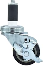 BK Resources 3" Polyurethane 1-1/4" Expanding Stem Swivel Caster for Work Tables with Top Lock Brake, NSF, 300lb Capacity Per Wheel