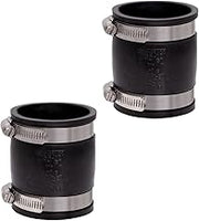 Fernco 1056-22 2-in. Flexible PVC Pipe Coupling for Cast Iron and Plastic Plumbing Connections, 2–Pack