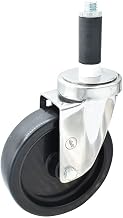 BK Resources 5" Polyolefin 1" Expanding Stainless Steel Stem Swivel Caster for Work Tables, NSF, 300lb Capacity Per Wheel