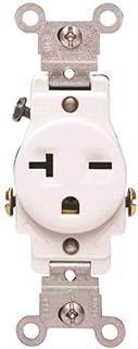Leviton 20-Amp, 250-Volt, Narrow Body Single Receptacle, Straight Blade, Commercial Grade, Grounding, 5821-W, White