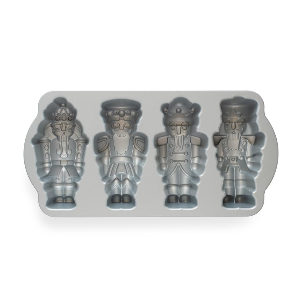 Nutcracker Sweets Cakelet Pan by Nordic Ware – 6 Cup Capacity, 6.0 cups, Aluminum, Silver, Model 92977