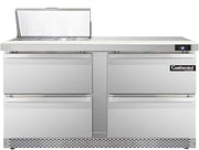 SW60-8C-FB-D Sandwich Unit, 60" W, With 8 Pan Top Openings, Front Breathing, Four Drawers & 19" Cutting Board