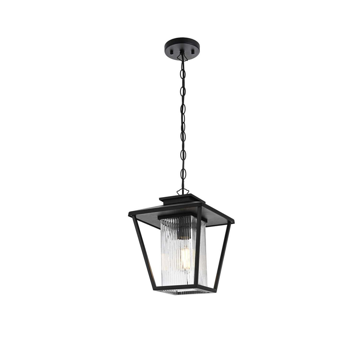 Gaul One Light Outdoor Pendant Black by Lighting Design – Iron, Black, Model OD306H14BK
