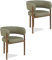 Vegan Leather Dining Chairs Set of by Starlight Canyon Home – 25 x 21.5 x 28 inches, Faux Leather, Olive Green Vegan Leather/Walnut, Pack of 2