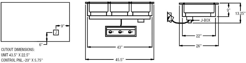Drop In 3 Pan Size Hot Food Table Model 95603-120Z