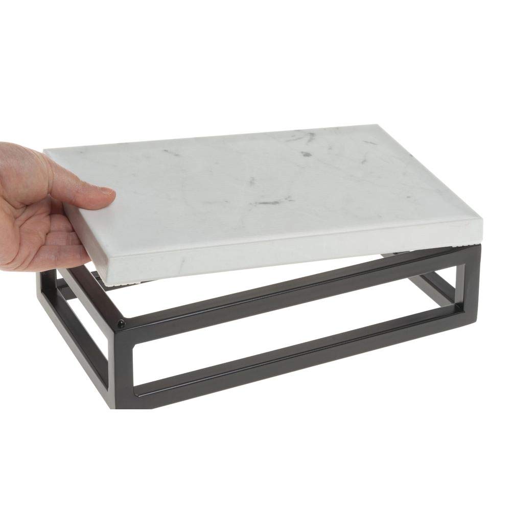 Black Display Riser with Marble Top - 3 1/5" H by HUBERT – Metal, Black, Model 39035+14683
