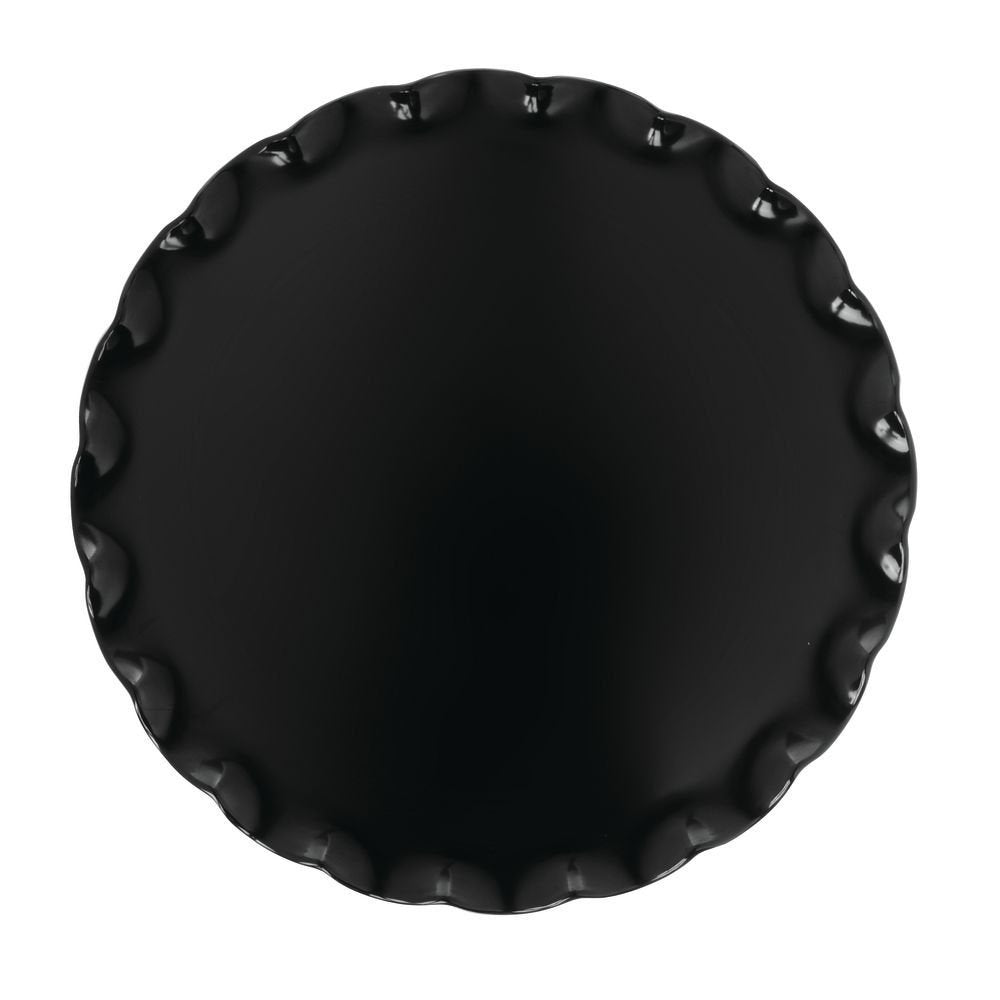 Delfin 11" x 1" Black Round Ruffle Tray by Delfin Design – 11", Melamine, Black, Model TRD-11RF-010