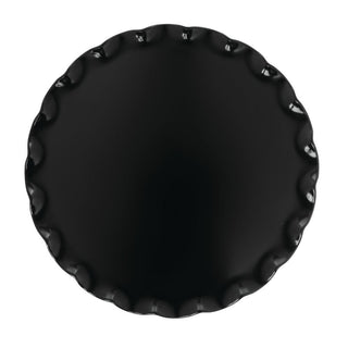 Delfin 11" x 1" Black Round Ruffle Tray by Delfin Design – 11", Melamine, Black, Model TRD-11RF-010