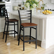 Flash Furniture Cherry Wood Seat/Black Metal Frame / Set of 2 / Traditional( 2 Pack) Barstools