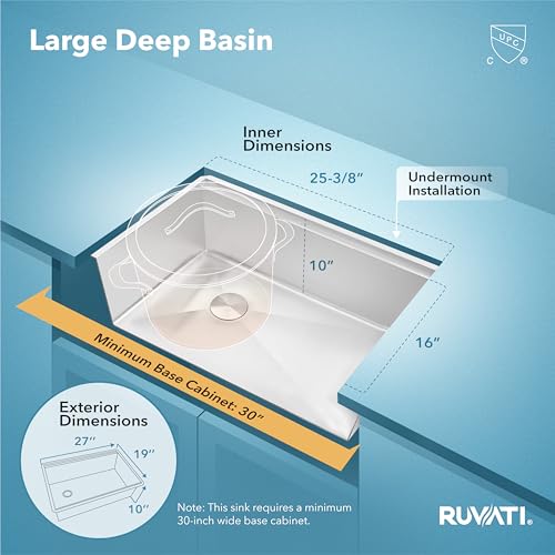 Ruvati 27 inch / Stainless Steel / Modern Sink Installation Parts