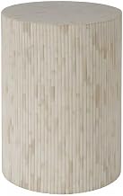 Starlight Canyon Home Bone-Finish Round Side Table with Ridged Organic Silhouette, Modern Accent End Table for Living Room Bedroom, Natural Bone