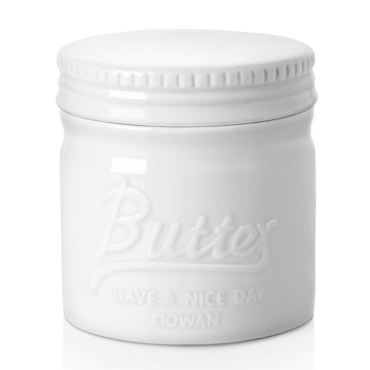 DOWAN Porcelain Butter Keeper, Water Seal Design, Soft White