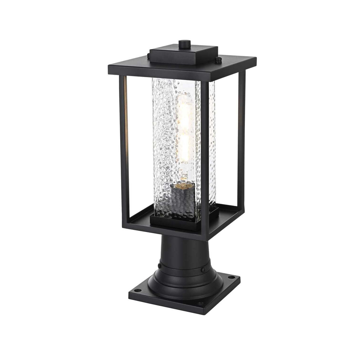 Philip 7" Outdoor Pendant in Black by Elegant Lighting – 7.00" x 17.00" x 7.00", Glass, Black, Model OD307P17BK