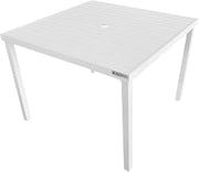 Global Industrial 40" Square Aluminum Slatted Dining Table, White