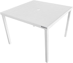 Global Industrial 40" Square Aluminum Slatted Dining Table, White
