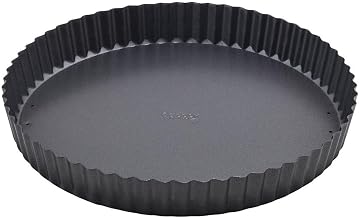 Winco 10" Non-stick Carbon Steel Quiche Pan | Dishwasher safe, Non-stick coating ensures easy release, Great for Cooking, Food Preparation and Restaurant Kitchens