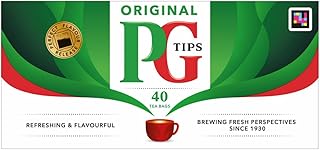 PG Tips Premium Black Tea Bags Non-Pyramid, 40 Count (Pack of 1)