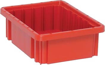 Plastic Dividable Grid Container , 10-7/8"L x 8-1/4"W x 3-1/2"H, Red - Lot of 20