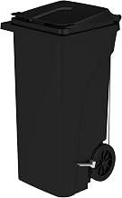 Safco Step-On Indoor Plastic Trash Can for Home, Commercial & Industrial Use, Hands-Free Disposal, 32 Gallon, Black