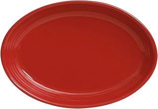 Tuxton China CQH-0962 Platter, 9-3/4" x 7", Oval, Coupe, Microwave and Dishwasher Safe, Oven Proof, Fully Vitrified, Ceramic, Concentrix, Cayenne, Pack of 24