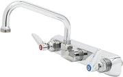 T&S Brass B-1126 Workboard Faucet with Wall Mount, 8-Inch Centers, 8-Inch Swing Nozzle and Lever Handles