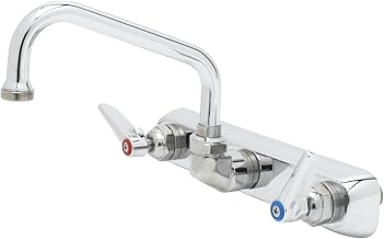 T&S Brass B-1126 Workboard Faucet with Wall Mount, 8-Inch Centers, 8-Inch Swing Nozzle and Lever Handles