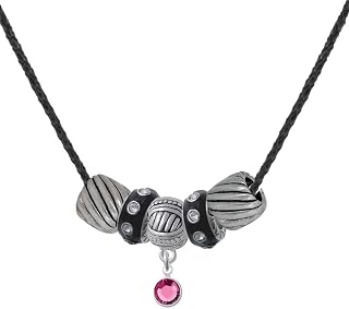 Crystal Hot Pink Channel Drop Black Beaded Necklace, 18"+2"