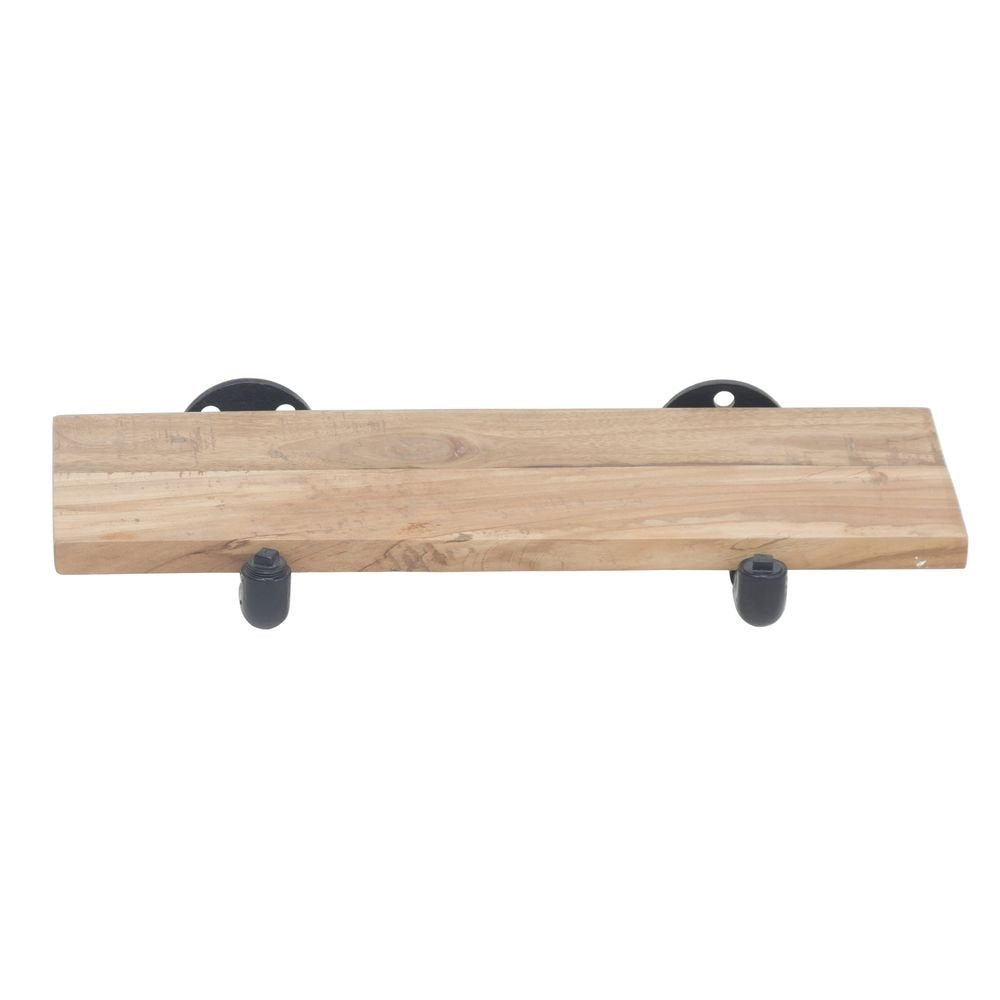 Reclaimed Wood Wall Shelf with Pipe Fitting - 24" L x 8" W x 1" H by HUBERT – Wood, Brown, Model 29607