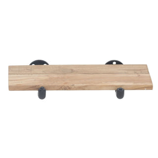 Reclaimed Wood Wall Shelf with Pipe Fitting - 24" L x 8" W x 1" H by HUBERT – Wood, Brown, Model 29607