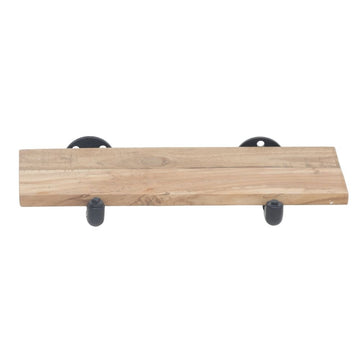 Reclaimed Wood Wall Shelf with Pipe Fitting - 24" L x 8" W x 1" H by HUBERT – Wood, Brown, Model 29607