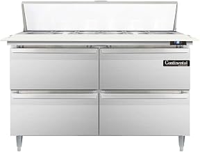 DL48-12C-D Designer Line Sandwich Unit, 48" W, With 12 Pan Top Openings, 19" Cutting Board & Four Drawers