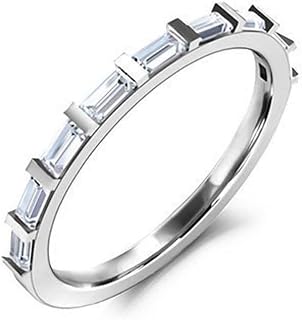 Channel Set Half Eternity Band 0.54ct Baguette Cut Moissanite White Gold Plated