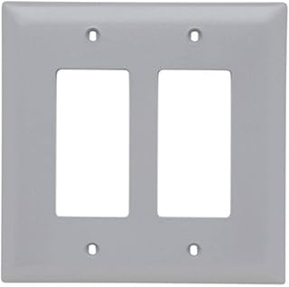 Legrand Pass & Seymour TPJ262GRY Trademaster Jumbo Oversized Unbreakable Nylon Wall Plate, 2 Gang, Two Decorator Rocker GFCI Cover, Gray (1 Count)