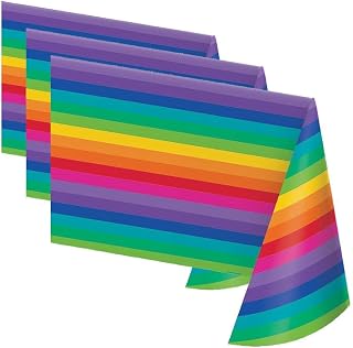 Creative Converting 725972 Rainbow Theme Plastic Tablecloth (Pack of 3)