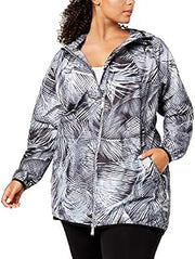 Calvin Klein Performance Plus Size Printed Hooded Jacket Jacke Black Combo 2X